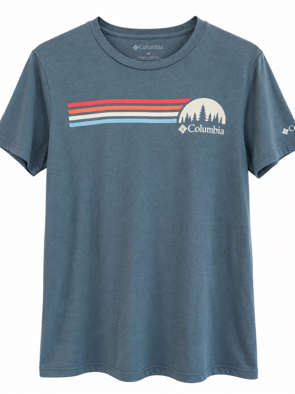 Columbia Kids Short-Sleeve Graphic Tee in Slate Blue with Retro Stripes